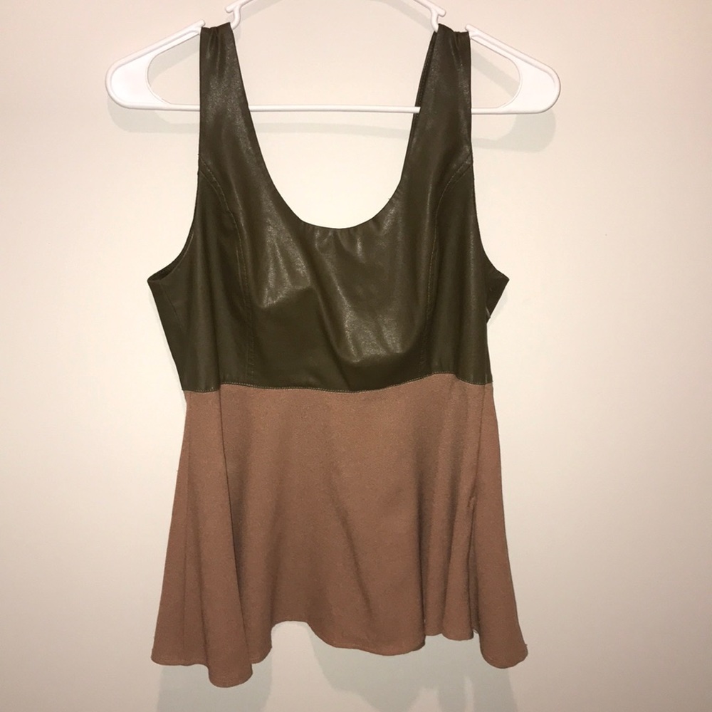 Faux Leather Top Blouse